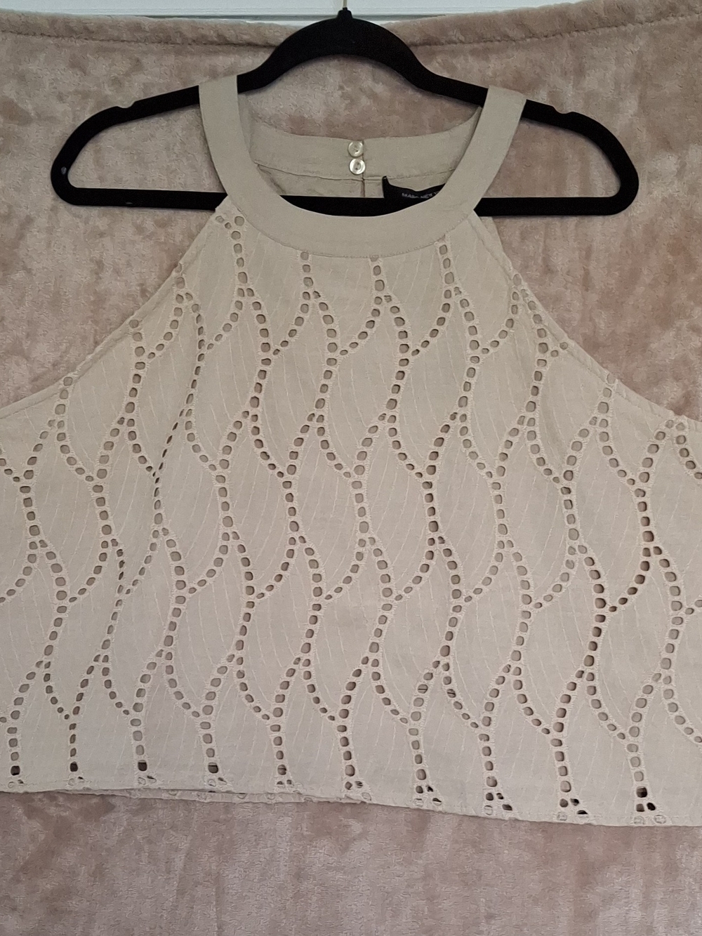 Marc New York Cream Eyelet Halter Crop Top